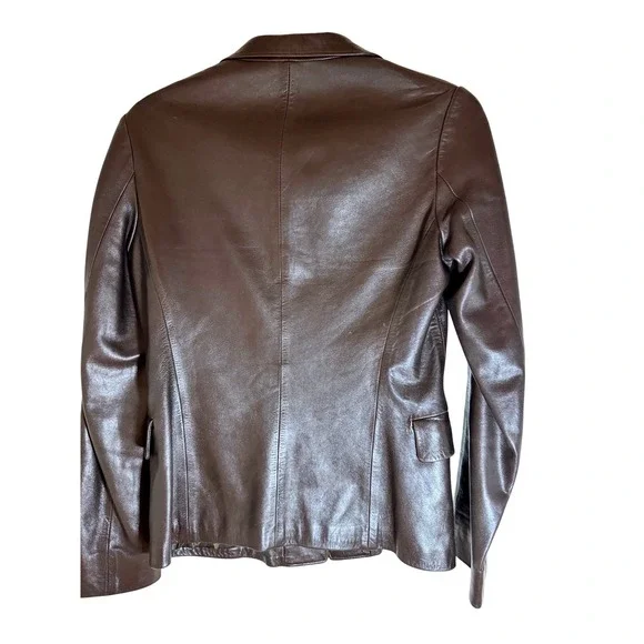 Vintage Jill Sander Leather Blazer‎ – Y2K Minimalist Tailored Jacket, Size Small - Picture 4 of 9